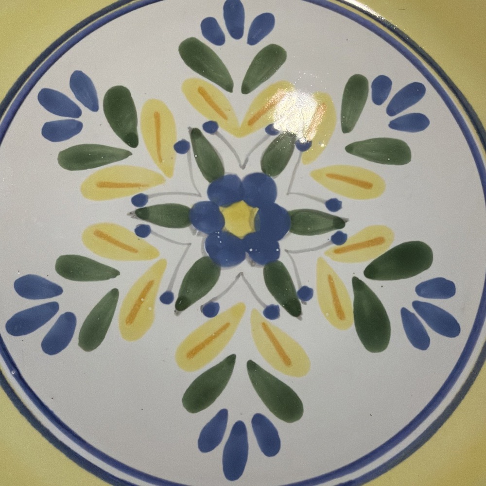 SET OF FOUR SOLIMAR PIER 1 POTTERY DINNER PLATES BLUE AND YELLOW Gw994 - Picture 2 of 14
